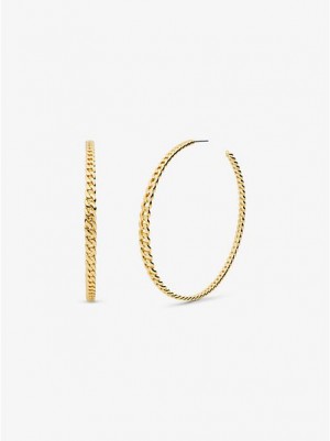 Boucle d'oreille Michael Kors 14k Gold-plated Brass Curb Link Hoop Femme Doré | 413098-TCZ