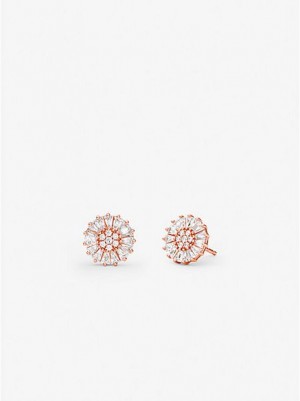 Boucle d'oreille Michael Kors Precious Metal-plated Sterling Silver Pave Stud Femme Rose Doré | 159237-ETH