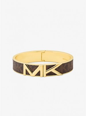 Bracelets Michael Kors Mott Gold-tone Logo Femme Marron | 653142-TOL