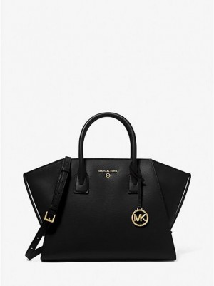 Cartables Michael Kors Avril Large Cuir Femme Noir | 035481-FPY