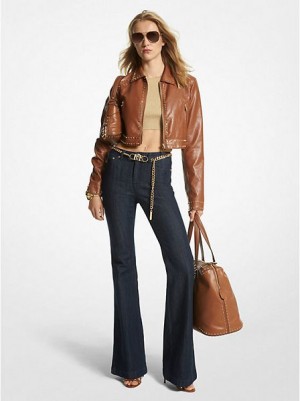 Jean Michael Kors Stretch Denim Belted Flared Femme Bleu Marine | 642385-WCA