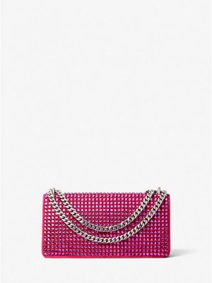 Mini Sacs Michael Kors Christie Crystal Embellished Daim Envelope Femme Rouge | 610359-WCF