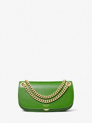 Mini Sacs Michael Kors Christie Cuir Envelope Femme Vert | 980417-MPU