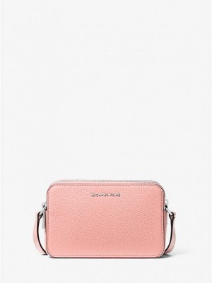 Mini Sacs Michael Kors Jet Set Small Pebbled Cuir Double-zip Camera Femme Rose | 691830-LNO