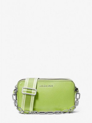 Mini Sacs Michael Kors Jet Set Small Pebbled Cuir Double-zip Camera Femme Vert | 204318-PIJ