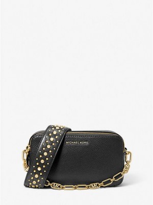 Mini Sacs Michael Kors Jet Set Small Pebbled Cuir Double-zip Camera Femme Noir | 065894-WAC