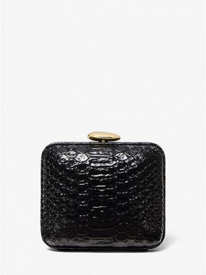 Mini Sacs Michael Kors Tina Mini Python Embossed Cuir Femme Noir | 419078-JGU