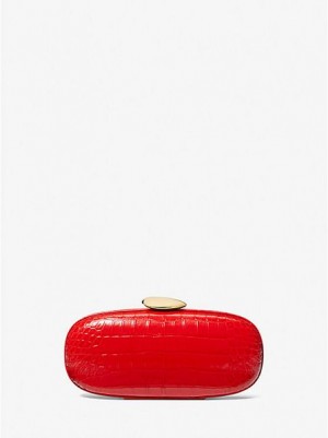 Mini Sacs Michael Kors Tina Small Crocodile Embossed Cuir Femme Rouge | 236041-NYT