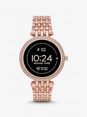 Montre Michael Kors Gen 5e Darci Pave Smart Femme Rose Doré | 095328-YBC