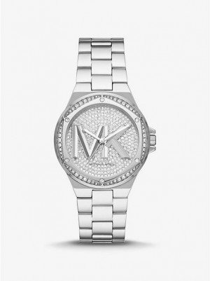 Montre Michael Kors Lennox Pave Logo Femme Argent | 304956-CXK