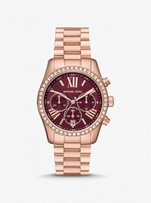 Montre Michael Kors Lexington Pave Femme Rose Doré | 052984-PFS