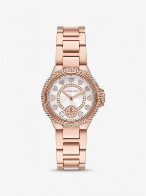 Montre Michael Kors Mini Camille Pave Femme Rose Doré | 413809-ERM