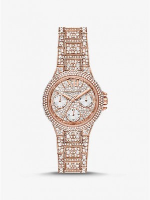 Montre Michael Kors Mini Camille Pave Femme Rose Doré | 780239-TVH