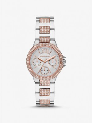 Montre Michael Kors Mini Camille Pave Femme Argent Rose | 516403-LIG