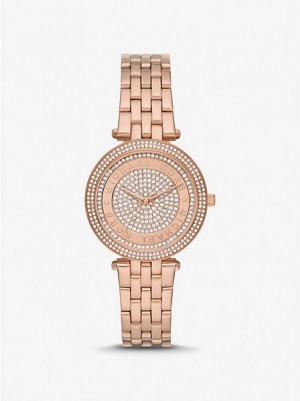 Montre Michael Kors Mini Darci Pave Femme Rose Doré | 690147-HCN