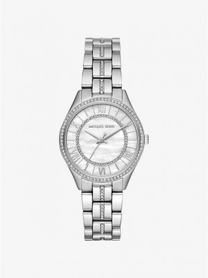 Montre Michael Kors Mini Lauryn Pave Femme Argent | 206345-TNK