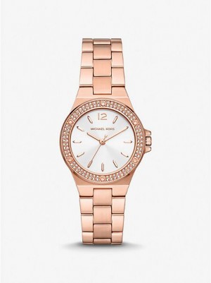 Montre Michael Kors Mini Lennox Pave Femme Rose Doré | 698732-HSP