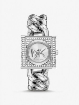 Montre Michael Kors Mini Lock Pave Chain Femme Argent | 467513-YLH