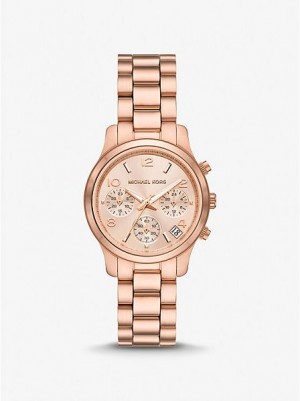 Montre Michael Kors Mini Runway Femme Rose Doré | 175240-HQX