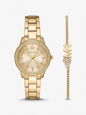 Montre Michael Kors Mini Tibby Pave Femme Doré | 490762-PKW