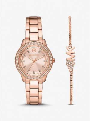 Montre Michael Kors Mini Tibby Pave Femme Rose Doré | 157942-NDL