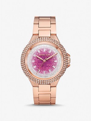 Montre Michael Kors Oversized Camille Ombre Pave Femme Rose Doré | 427680-BAC