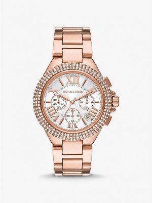 Montre Michael Kors Oversized Camille Pave Femme Rose Doré | 267531-RCD