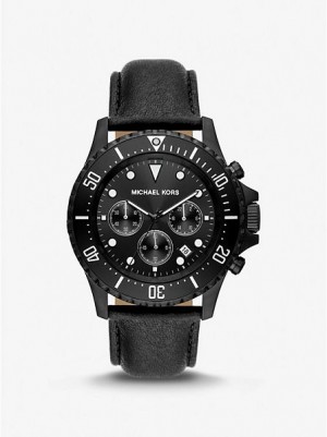 Montre Michael Kors Oversized Everest And Cuir Femme Noir | 084519-UTP