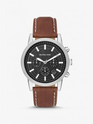 Montre Michael Kors Oversized Hutton And Cuir Homme Argent | 235819-DQO