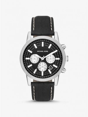 Montre Michael Kors Oversized Hutton And Cuir Homme Argent | 709258-FKZ