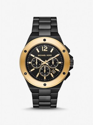 Montre Michael Kors Oversized Lennox Homme Noir Doré | 902815-YQW