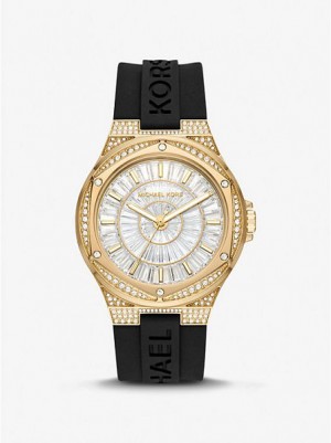 Montre Michael Kors Oversized Lennox Pave And Silicone Femme Doré | 659378-BWL