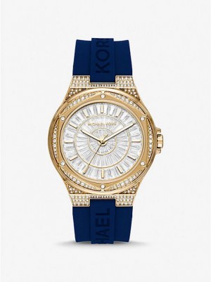 Montre Michael Kors Oversized Lennox Pave And Silicone Femme Doré | 732564-ROA