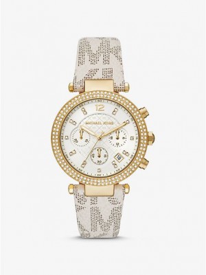 Montre Michael Kors Oversized Parker Pave And Logo Femme Doré | 897514-OYX