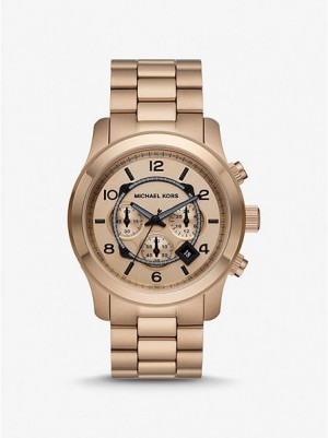 Montre Michael Kors Oversized Runway Beige Homme Doré | 023874-FYX