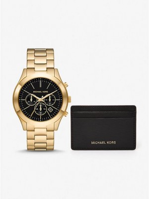 Montre Michael Kors Oversized Slim Runway Femme Noir Doré | 920153-MPH