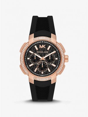 Montre Michael Kors Oversized Sydney Pave And Silicone Femme Rose Doré | 938701-CSR