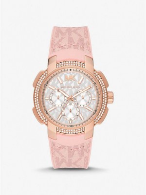 Montre Michael Kors Oversized Sydney Pave And Logo Femme Rose Doré | 362870-GAX