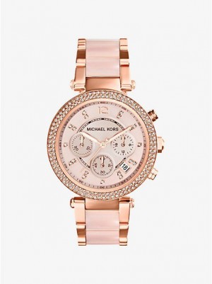 Montre Michael Kors Parker Blush Acetate Femme Rose Doré | 784293-WFQ