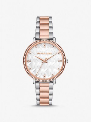 Montre Michael Kors Pyper Embossed Logo Femme Argent Rose | 194357-GTA