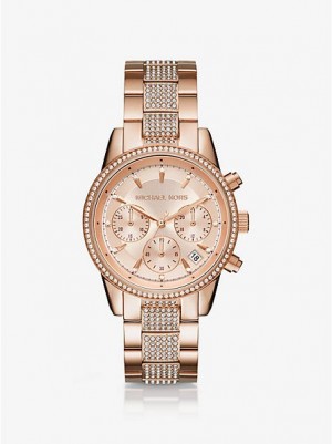 Montre Michael Kors Ritz Pave Femme Rose Doré | 712896-RBS