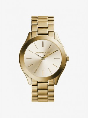 Montre Michael Kors Slim Runway Stainless Steel Femme Doré | 401876-HNX