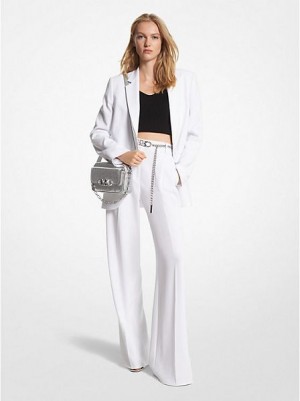 Pantalon Michael Kors Crepe Larges-leg Femme Blanche | 163058-DYX