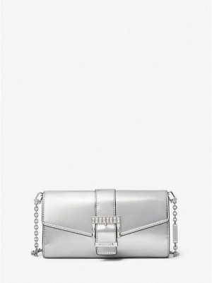 Pochettes Michael Kors Penelope Medium Metallic Faux Cuir Femme Argent | 286394-GHC