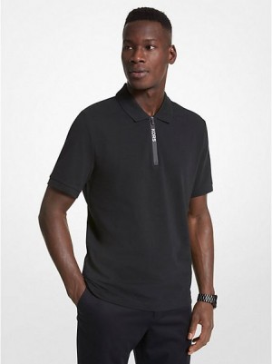 Polos Michael Kors Coton Half-zip Homme Noir | 205869-CVX