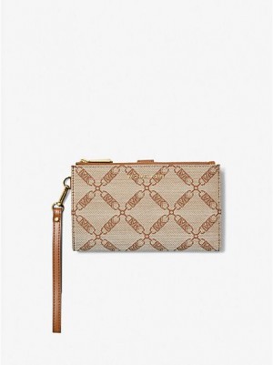 Portefeuilles Michael Kors Adele Empire Logo Jacquard Smartphone Femme Beige | 745316-ZBD