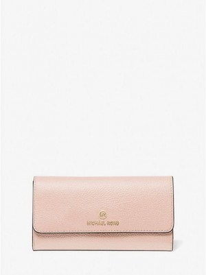 Portefeuilles Michael Kors Large Pebbled Cuir Tri-fold Femme Rose | 269481-GNV