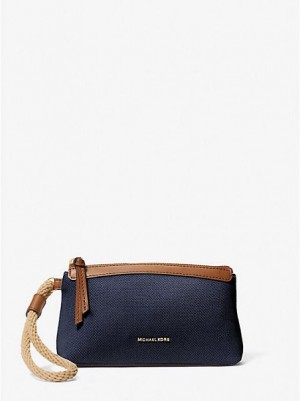 Portefeuilles Michael Kors Talia Small Coton Tela Femme Bleu Marine Multicolore | 267815-YUX