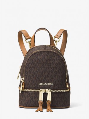 Sac a Dos Michael Kors Rhea Mini Logo Femme Marron | 276015-VMC