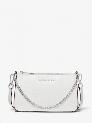 Sacs Crossbody Michael Kors Jet Set Medium Saffiano Cuir Femme Blanche | 129876-ZNR